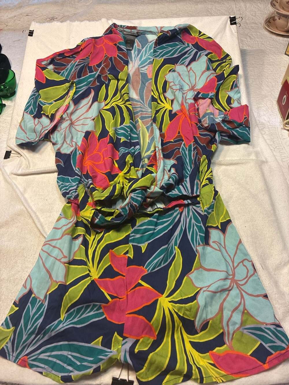 Vince Camuto Swim Tropical Floral Front Tie Romper Size S